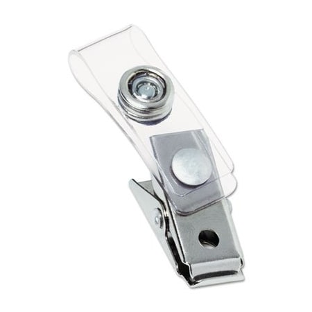 Gbc Swingline, BADGE CLIPS W/PLASTIC STRAPS, 0.5in X 1.5in, SILVER, 100PK 1122897